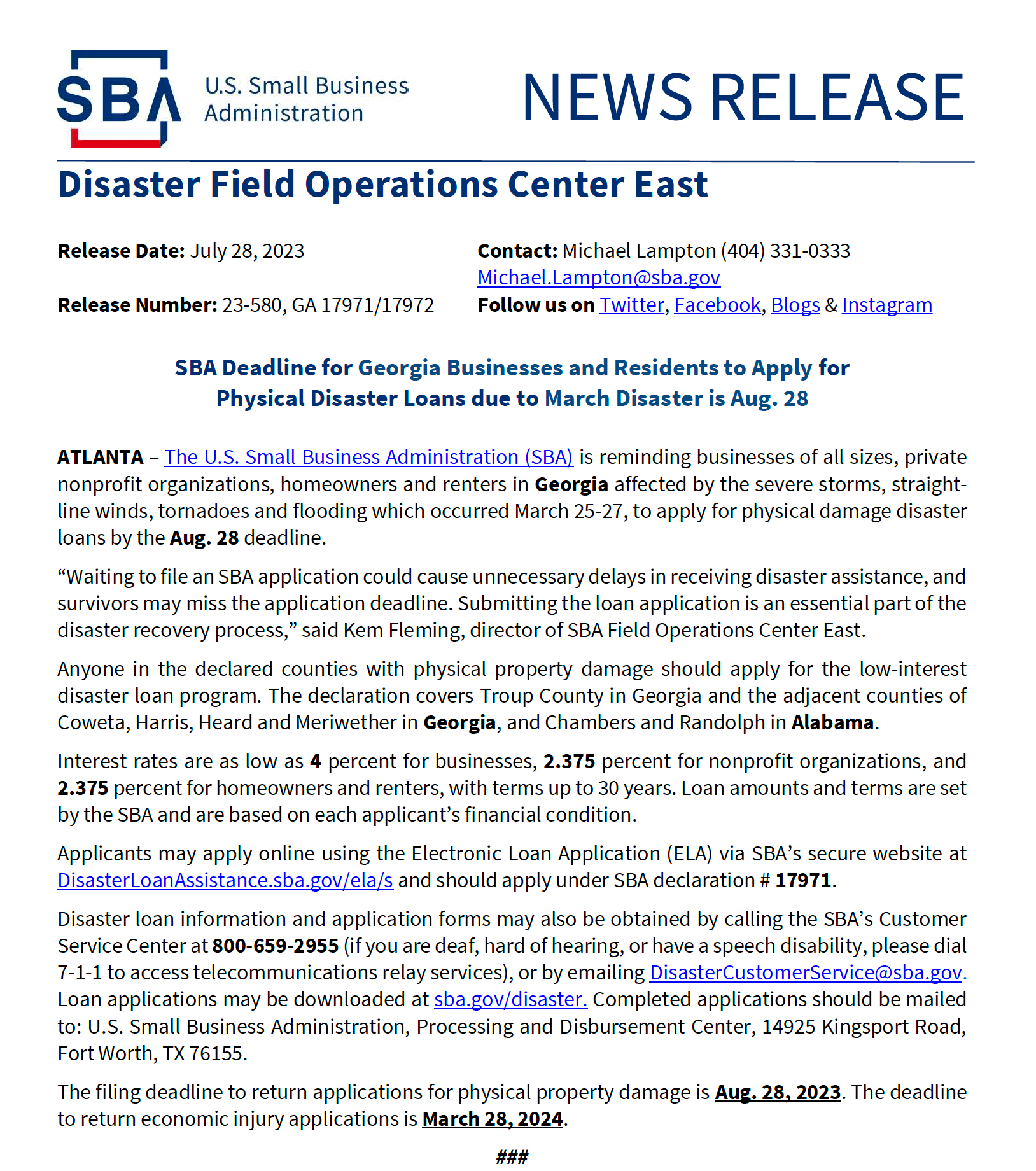 SBA Loan Deadline